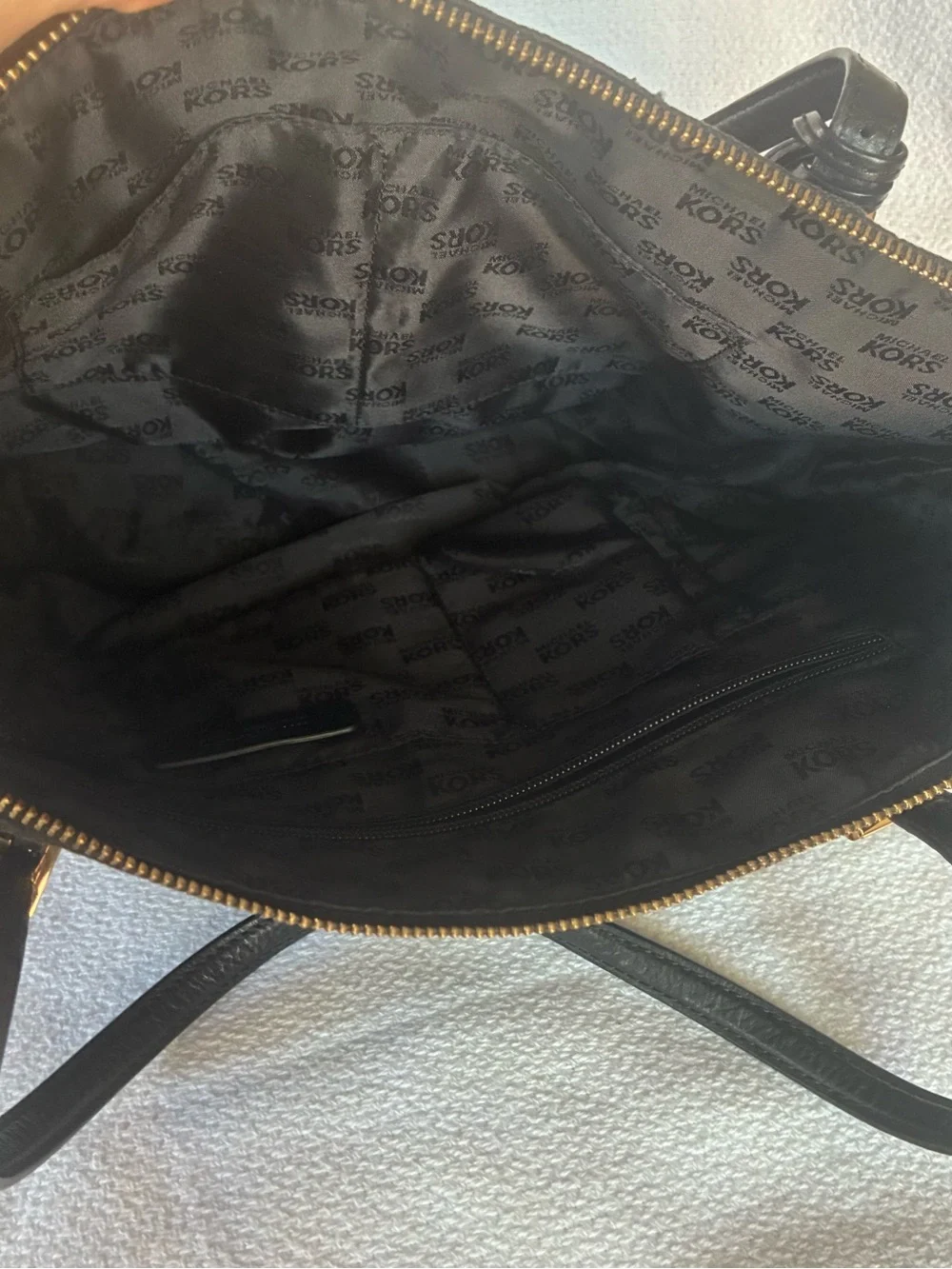 MICHAEL Michael Kors Black MK Logo Tote with Gold Charm